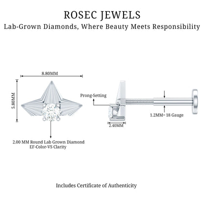 Minimalist Diamond Floral Earring for Cartilage Piercing