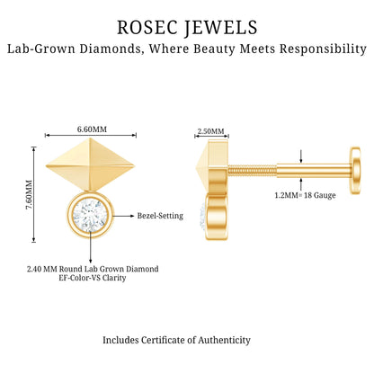 Diamond Geometric Tragus Earring
