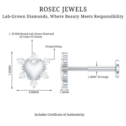 Diamond Heart Upper Lobe Earring
