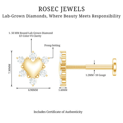 Diamond Heart Upper Lobe Earring