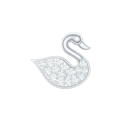Diamond Swan Earring for Upper Lobe Piercing