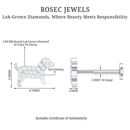 Adorable Diamond Puppy Earring for Helix Piercing