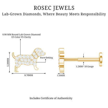 Adorable Diamond Puppy Earring for Helix Piercing