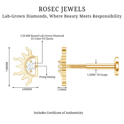 Diamond Half Sun Tragus Earring