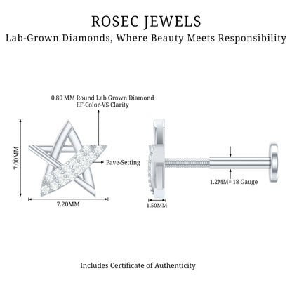 Diamond Star Earring for Helix Piercing