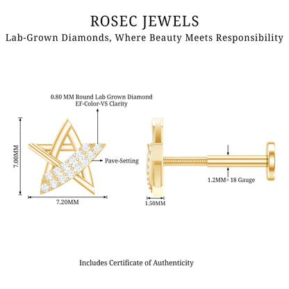 Diamond Star Earring for Helix Piercing