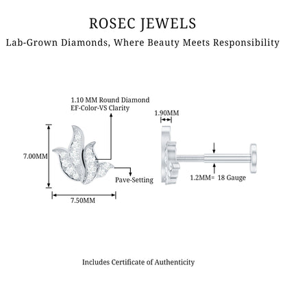 Diamond Leaf Helix Earring for Women