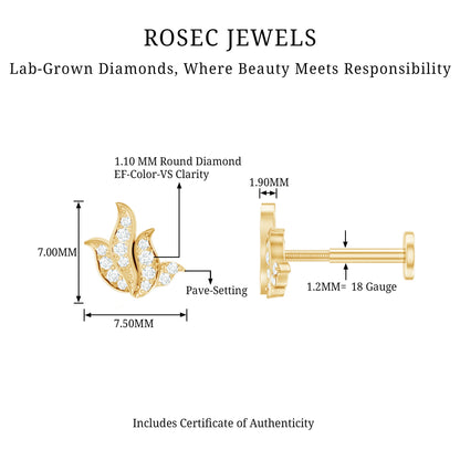 Diamond Leaf Helix Earring for Women