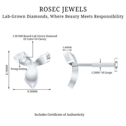 Unique Diamond Floral Earring for Tragus Piercing