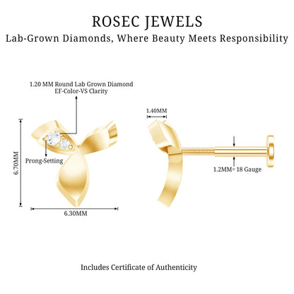 Unique Diamond Floral Earring for Tragus Piercing