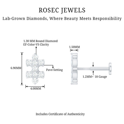 Diamond Puzzle Piece Earring for Helix Piercing