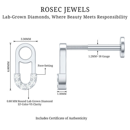 Diamond Pin Earring for Helix Piercing