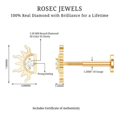 Diamond Half Sun Tragus Earring