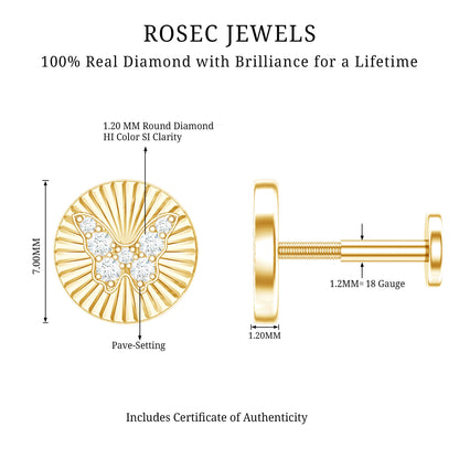 Diamond Butterfly Earring for Cartilage Piercing
