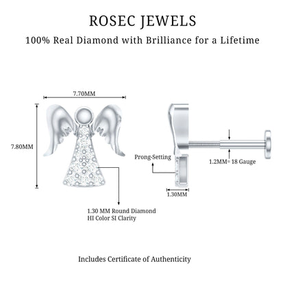 Minimal Diamond Angel Upper Lobe Earring
