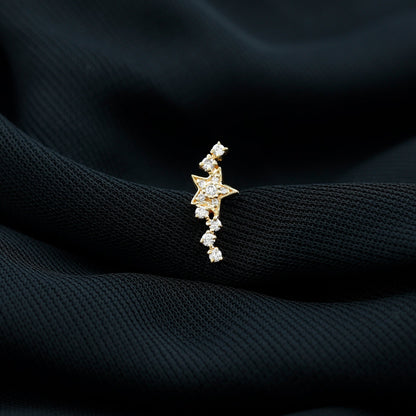 Certified Diamond Star Crawler Earring for Helix Piercing