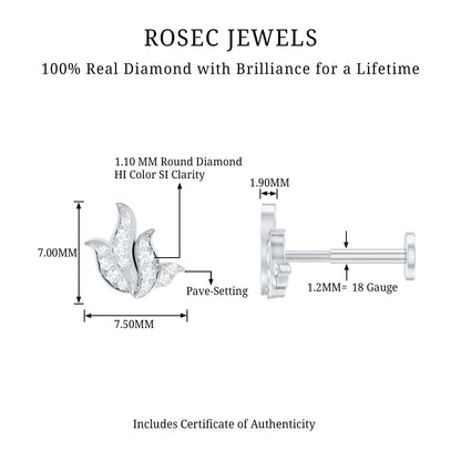 Diamond Leaf Helix Earring for Women