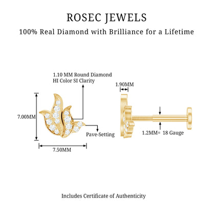 Diamond Leaf Helix Earring for Women