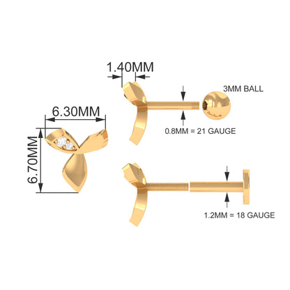 Unique Diamond Floral Earring for Tragus Piercing
