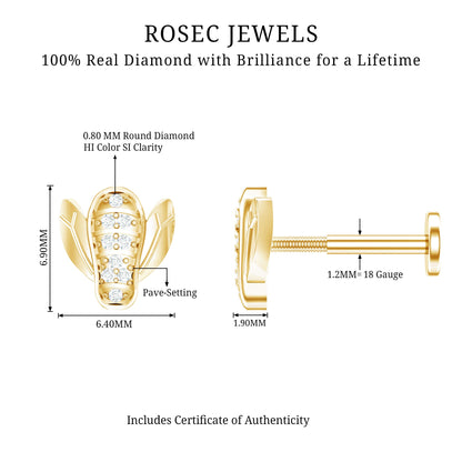 Diamond Bumblebee Earring for Helix Piercing