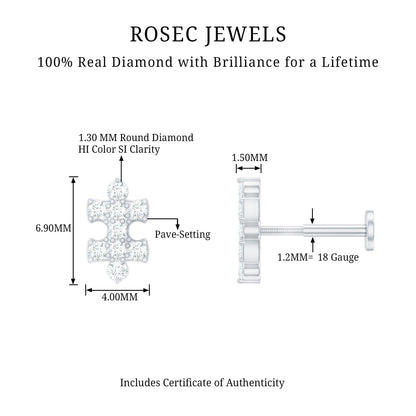 Diamond Puzzle Piece Earring for Helix Piercing