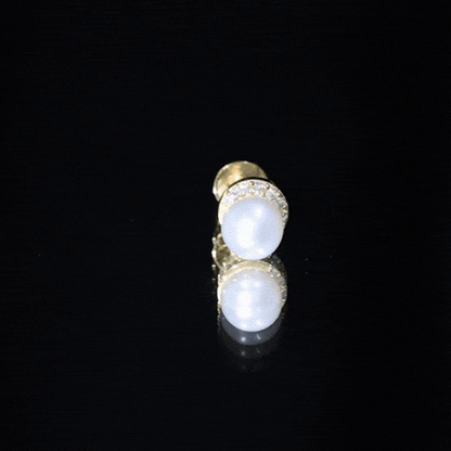 Natural Pearl Solitaire Helix Earring with Diamonds