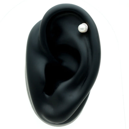 Natural Pearl Solitaire Helix Earring with Diamonds
