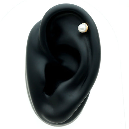 Natural Pearl Solitaire Helix Earring with Diamonds