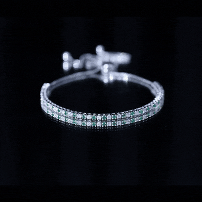 Certified Lab Grown Diamond and Emerald Bolo Bracelet For Wedding