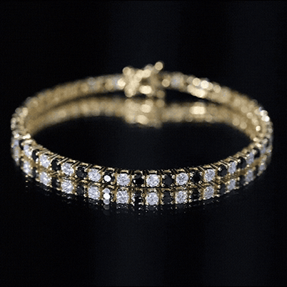 Prong Set Certified Lab Grown Black and White Diamond Tennis Bracelet