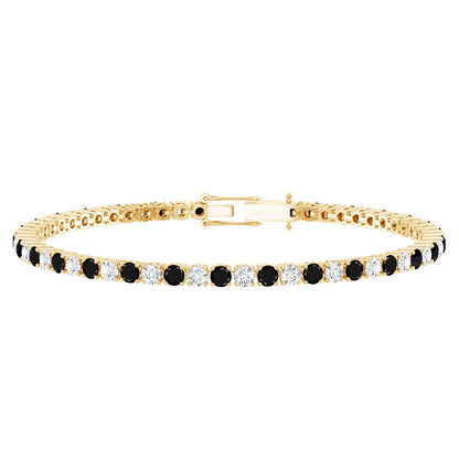 Prong Set Certified Lab Grown Black and White Diamond Tennis Bracelet