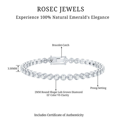 Certified Lab Grown Classic Round Diamond Bridal Tennis Bracelet