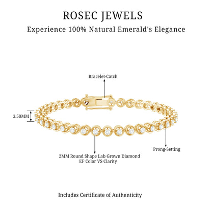 Certified Lab Grown Classic Round Diamond Bridal Tennis Bracelet