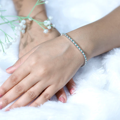 Certified Lab Grown Diamond and Emerald Wedding Tennis Bracelet