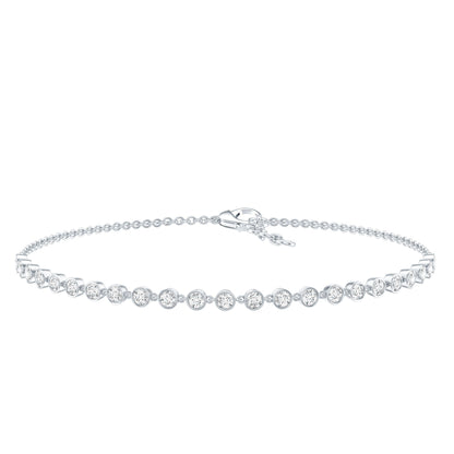 Certified Lab Grown Bezel Set Diamond Eternity Chain Bracelet