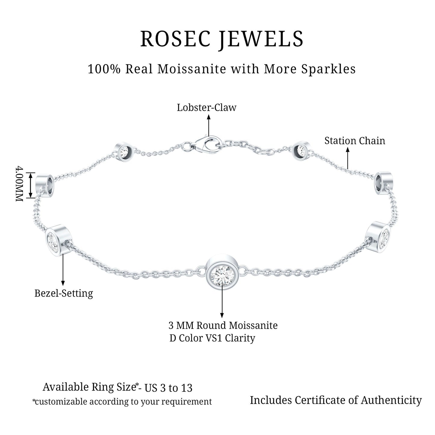 Lab Grown Diamond Chain Bracelet for Women
