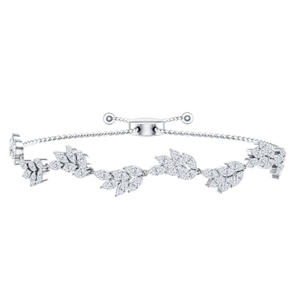 Certified Lab Grown Diamond Leaf Bolo Bracelet Adjustable