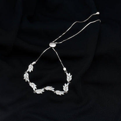 Certified Lab Grown Diamond Leaf Bolo Bracelet Adjustable