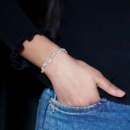 Certified Lab Grown Diamond Leaf Bolo Bracelet Adjustable