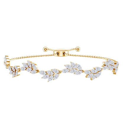 Certified Lab Grown Diamond Leaf Bolo Bracelet Adjustable