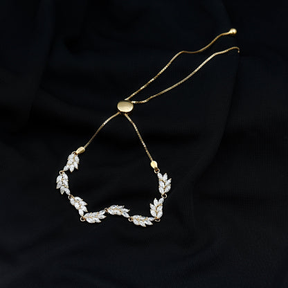 Certified Lab Grown Diamond Leaf Bolo Bracelet Adjustable