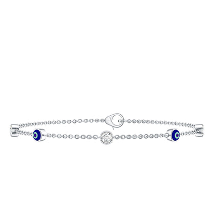 Lab Grown Bezel Set Diamond Evil Eye Bracelet