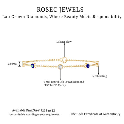 Lab Grown Bezel Set Diamond Evil Eye Bracelet