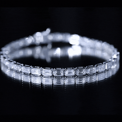 Emerald Cut 3X5 MM Lab Grown Diamond Tennis Bracelet in Bezel Setting