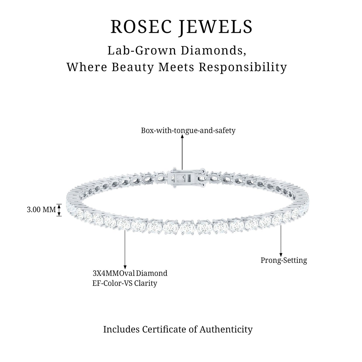 East West Oval Lab Grown Diamond Tennis Bracelet