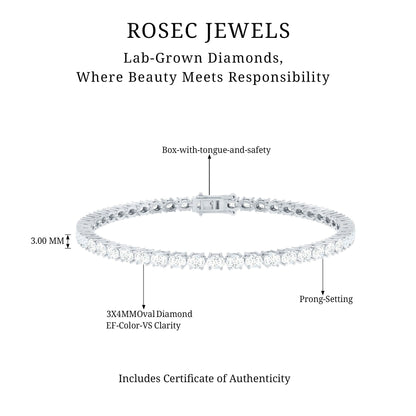 East West Oval Lab Grown Diamond Tennis Bracelet