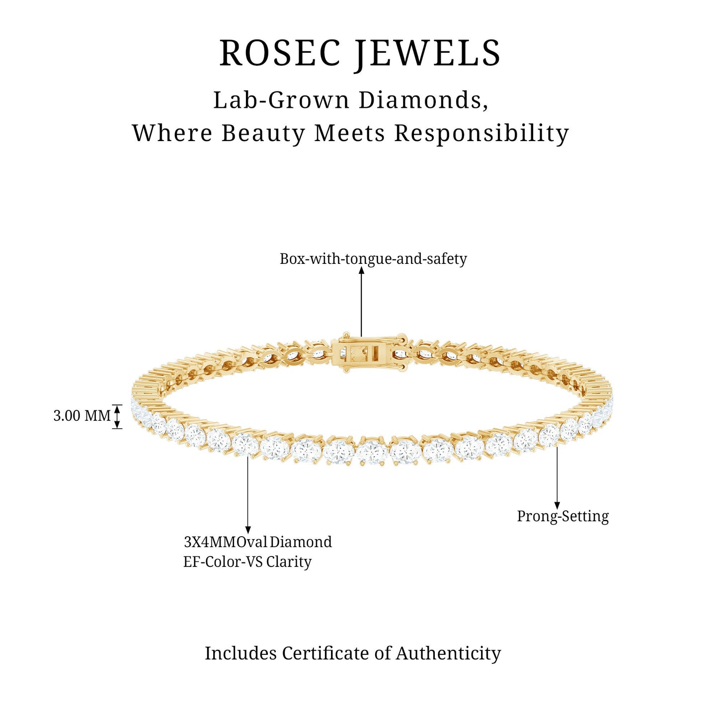East West Oval Lab Grown Diamond Tennis Bracelet