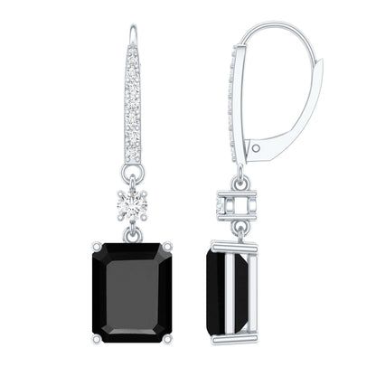 Certified 6 Carat Lab Grown Black Diamond Dangling Earrings