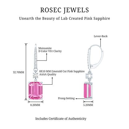 Certified 5.5 Carat Lab Grown Pink Sapphire Bridal Earrings in Silver