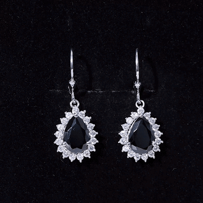 Certified 3.6 Carat Lab Grown Black Diamond Teardrop Dangle Earrings for Women